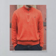 Lade das Bild in den Galerie-Viewer, Polo Ralph Lauren Quarter Zip Strickpullover, orange, L
