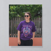 Lade das Bild in den Galerie-Viewer, Best T-Shirt &quot;Arizona&quot; 90er single stitch Made in the USA, lila + Print glitzert, L
