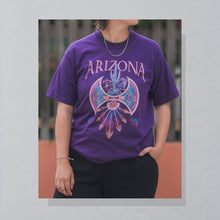 Lade das Bild in den Galerie-Viewer, Best T-Shirt &quot;Arizona&quot; 90er single stitch Made in the USA, lila + Print glitzert, L
