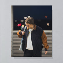 Lade das Bild in den Galerie-Viewer, Gant Jacke "wool &amp; leather" 90er/00er, blau/grün/braun, L breit
