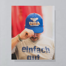 Lade das Bild in den Galerie-Viewer, Mütze "USA California" 80er, blau, Einheitsgröße
