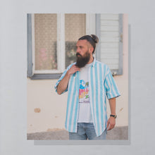 Lade das Bild in den Galerie-Viewer, Hemd 90er, blau/weiß, XL
