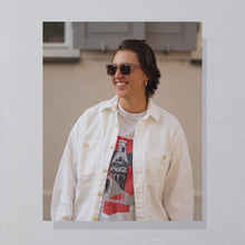 Lade das Bild in den Galerie-Viewer, Hemd 90er gemustert, weiß/creme, M/L
