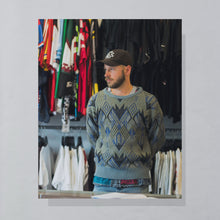 Lade das Bild in den Galerie-Viewer, Schiesser Strickpullover "crazy Pattern" 80er/90er, blau, M

