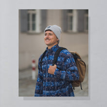 Lade das Bild in den Galerie-Viewer, Jack Wolfskin Quarter Zip Fleece dünn - Teclite crazy Pattern - 90er Made in Italy, blau, XL
