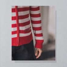 Lade das Bild in den Galerie-Viewer, G-Star Zip Jacke gestrickt &quot;Stripe Vest Knit&quot; 2000er, rot/weiß, S Damen
