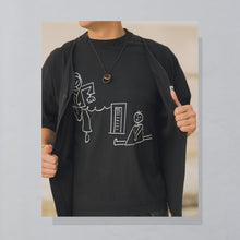 Lade das Bild in den Galerie-Viewer, M-Line T-Shirt &quot;Zeichnung&quot; 90er/00er, schwarz, L
