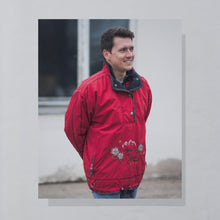 Lade das Bild in den Galerie-Viewer, Magic Venture Jacke Quarter Zip &quot;Alpine Pictures&quot; 90er, rot, L/XL
