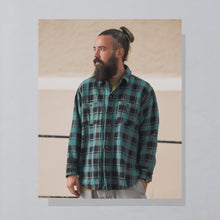 Lade das Bild in den Galerie-Viewer, Champion Hemd &quot;fleece&quot; 70er, blau/grau, L/XL

