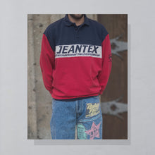 Lade das Bild in den Galerie-Viewer, Jeantex Polo Sweatshirt &quot;International Yachting Wear&quot; 90er, rot/blau, M oversized
