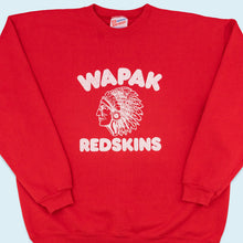 Lade das Bild in den Galerie-Viewer, Hanes Heavyweight Sweatshirt &quot;Wapak Redskins&quot; 90er, rot, L/XL
