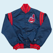 Lade das Bild in den Galerie-Viewer, Starter Satin-Jacke &quot;Cleveland Indians&quot; 90er Made in the USA, blau, S
