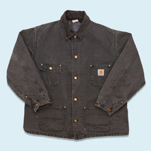 Lade das Bild in den Galerie-Viewer, Carhartt Jacke &quot;Michigan Chore Coat&quot; 1997 Union Made, schwarz faded, L/XL
