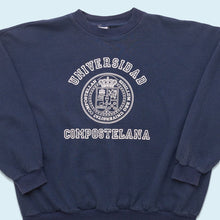 Lade das Bild in den Galerie-Viewer, Sweatshirt &quot;Universidad Compostelana&quot; 90er, blau, L breit
