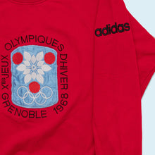 Lade das Bild in den Galerie-Viewer, Adidas Sweatshirt &quot;Grenoble Olympia&quot; 80er, rot, L/XL
