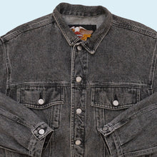 Lade das Bild in den Galerie-Viewer, Harley Davidson Jeansjacke 90er &quot;Lederpatch&quot;, schwarz faded/grau, M/L
