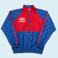 Lade das Bild in den Galerie-Viewer, Umbro Quarter Zip Trainingsjacke 90er, blau/rot, L/XL
