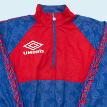 Lade das Bild in den Galerie-Viewer, Umbro Quarter Zip Trainingsjacke 90er, blau/rot, L/XL
