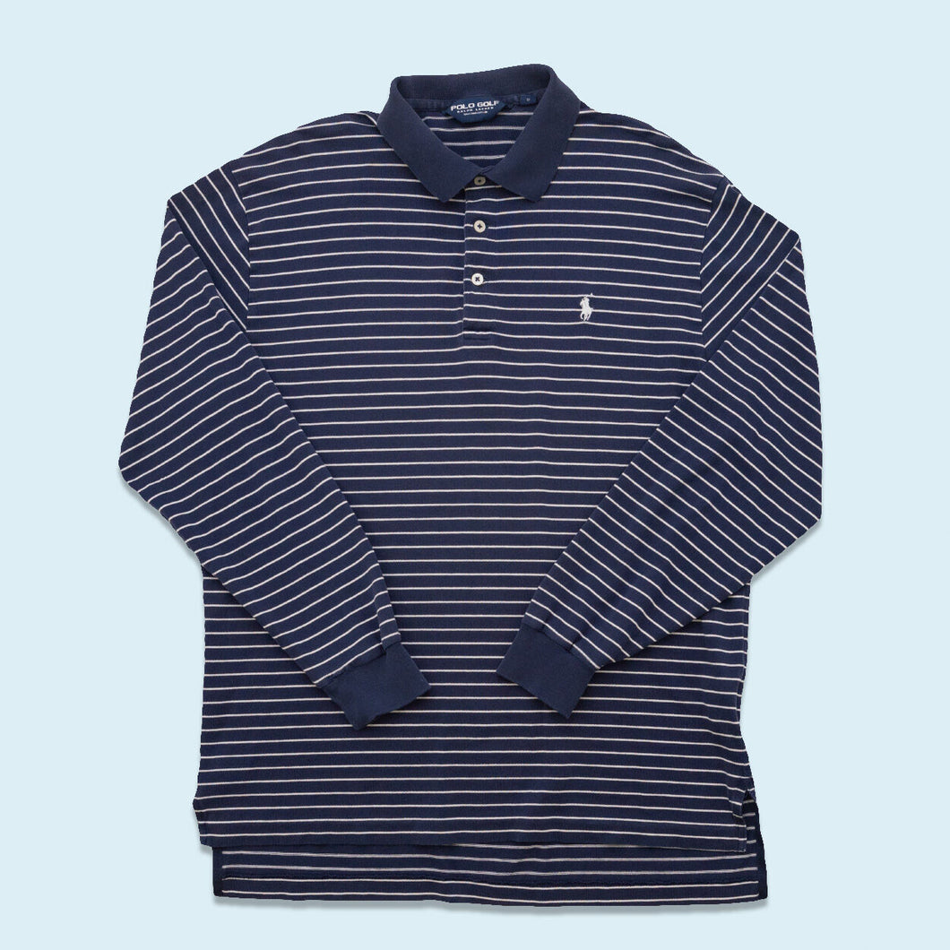 Polo Golf Poloshirt Longsleeve 00er, blau, L/XL