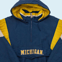 Lade das Bild in den Galerie-Viewer, Starter Schlupfjacke &quot;Michigan Wolverines&quot; 90er, blau, L/XL breit
