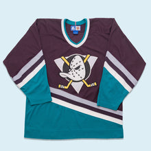 Lade das Bild in den Galerie-Viewer, Starter Trikot &quot;Anaheim Mighty Ducks&quot; 90er, lila/blau, L/XL breit
