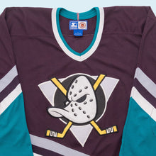 Lade das Bild in den Galerie-Viewer, Starter Trikot &quot;Anaheim Mighty Ducks&quot; 90er, lila/blau, L/XL breit
