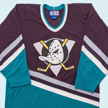 Lade das Bild in den Galerie-Viewer, Starter Trikot &quot;Anaheim Mighty Ducks&quot; 90er, lila/blau, L/XL breit
