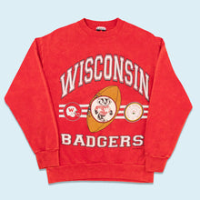 Lade das Bild in den Galerie-Viewer, Signal Sports Sweatshirt &quot;Wisconsin Badgers&quot; 1991 Made in the USA, rot/acid washed, L schmal
