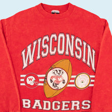 Lade das Bild in den Galerie-Viewer, Signal Sports Sweatshirt &quot;Wisconsin Badgers&quot; 1991 Made in the USA, rot/acid washed, L schmal
