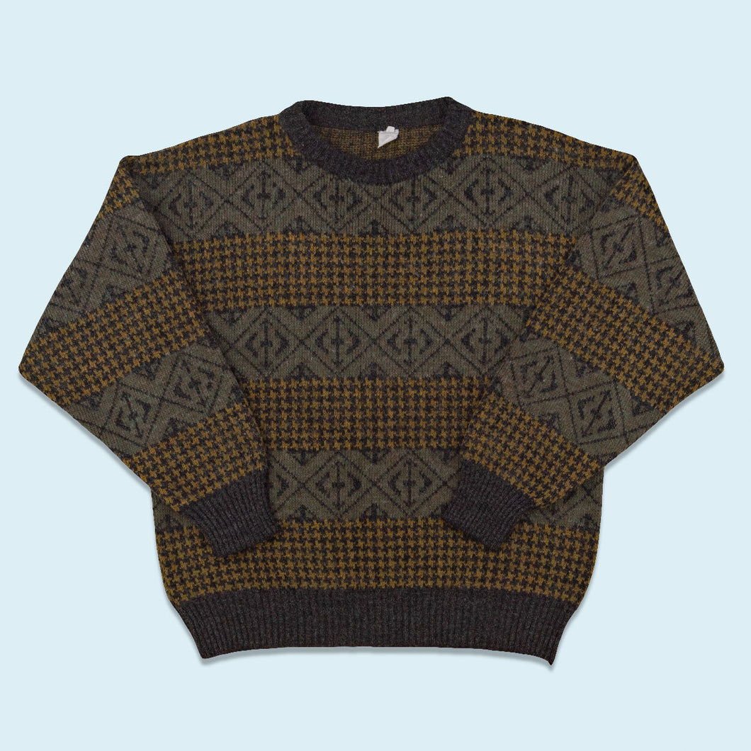 Strickpullover 90er Made in Italy, braun, L