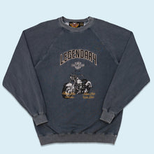 Lade das Bild in den Galerie-Viewer, Harley Davidson Sweatshirt &quot;Legendary&quot; 90er Made in Macau, grau/blau, XL
