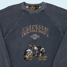 Lade das Bild in den Galerie-Viewer, Harley Davidson Sweatshirt &quot;Legendary&quot; 90er Made in Macau, grau/blau, XL
