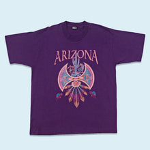 Lade das Bild in den Galerie-Viewer, Best T-Shirt &quot;Arizona&quot; 90er single stitch Made in the USA, lila + Print glitzert, L
