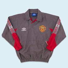 Lade das Bild in den Galerie-Viewer, Umbro Sweatshirt &quot;Manchester United V-Neck&quot; 90er Made in Hong Kong, grau, XS/S
