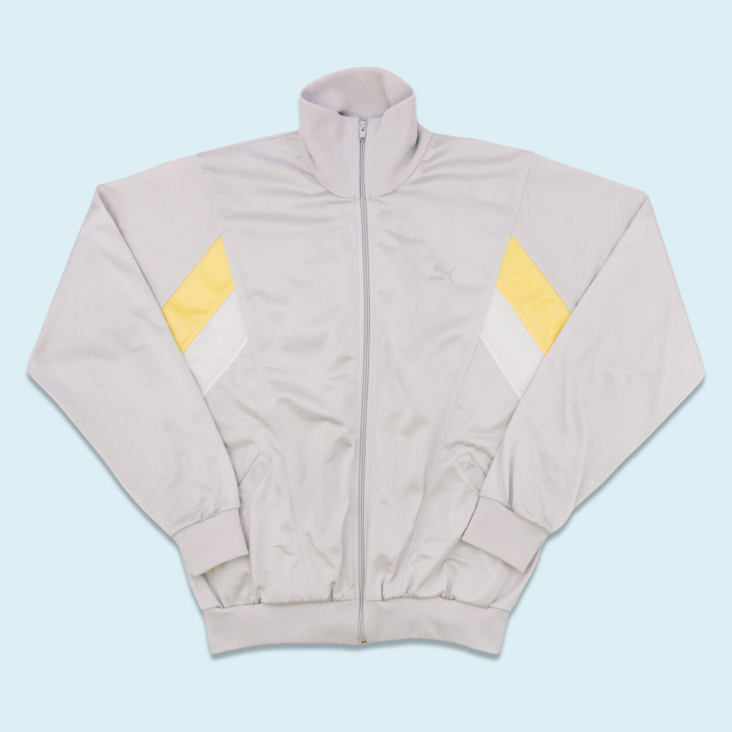 Puma Trainingsjacke 80er/90er, grau/gelb, M/L