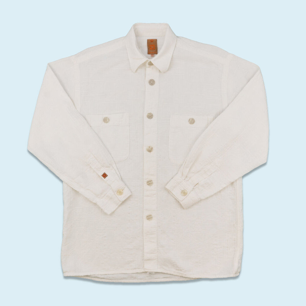 Hemd 90er gemustert, weiß/creme, M/L