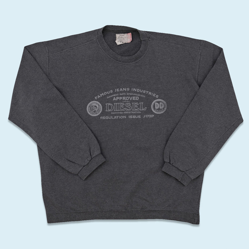 Diesel Sweatshirt 90er Made in Italy, grau, XL