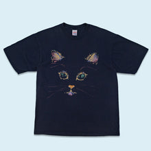 Lade das Bild in den Galerie-Viewer, Jerzees T-Shirt &quot;Cat&quot; 90er Made in Scotland, blau, XL
