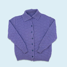 Lade das Bild in den Galerie-Viewer, Strickpullover/Kardigan &quot;handmade&quot; 80er/90er, lila, M/L
