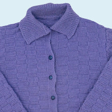 Lade das Bild in den Galerie-Viewer, Strickpullover/Kardigan &quot;handmade&quot; 80er/90er, lila, M/L
