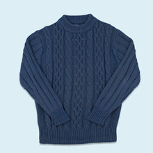 Lade das Bild in den Galerie-Viewer, Strickpullover &quot;fisherman&quot; 90er, blau, L/XL
