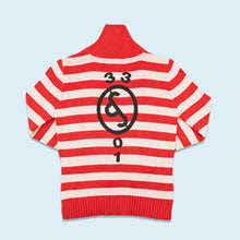 Lade das Bild in den Galerie-Viewer, G-Star Zip Jacke gestrickt &quot;Stripe Vest Knit&quot; 2000er, rot/weiß, S Damen

