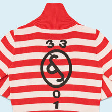 Lade das Bild in den Galerie-Viewer, G-Star Zip Jacke gestrickt &quot;Stripe Vest Knit&quot; 2000er, rot/weiß, S Damen
