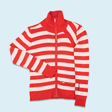 Lade das Bild in den Galerie-Viewer, G-Star Zip Jacke gestrickt &quot;Stripe Vest Knit&quot; 2000er, rot/weiß, S Damen
