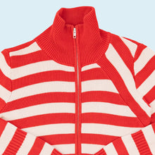 Lade das Bild in den Galerie-Viewer, G-Star Zip Jacke gestrickt &quot;Stripe Vest Knit&quot; 2000er, rot/weiß, S Damen
