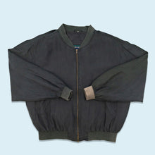 Lade das Bild in den Galerie-Viewer, Jean Legalli Silk Bomber &quot;100% Seide&quot; mit Schulterpolstern 90er, grau, L/XL
