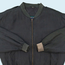 Lade das Bild in den Galerie-Viewer, Jean Legalli Silk Bomber &quot;100% Seide&quot; mit Schulterpolstern 90er, grau, L/XL
