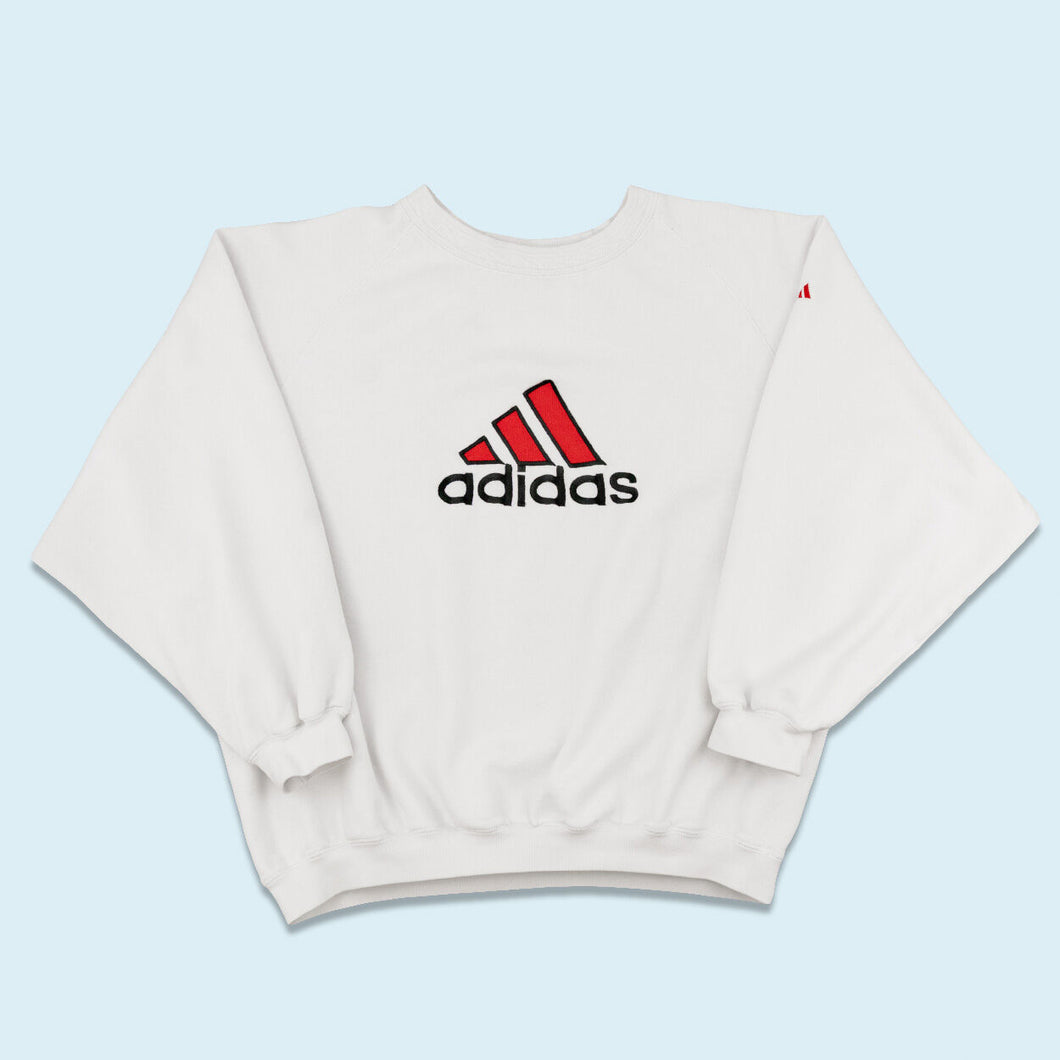 Adidas Sweatshirt 90er, weiß, L/XL breit