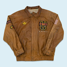 Lade das Bild in den Galerie-Viewer, Adidas Jacke &quot;echtes Leder&quot; 80er/90er Made in Korea, braun, L/XL

