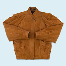 Lade das Bild in den Galerie-Viewer, Lederjacke 80er mit Schulterpolster, braun, M/L Damen

